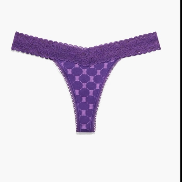 Savage X Fenty Acai Berry Juicy Purple X Link Print Cotton Essentials Thong - Picture 7 of 12